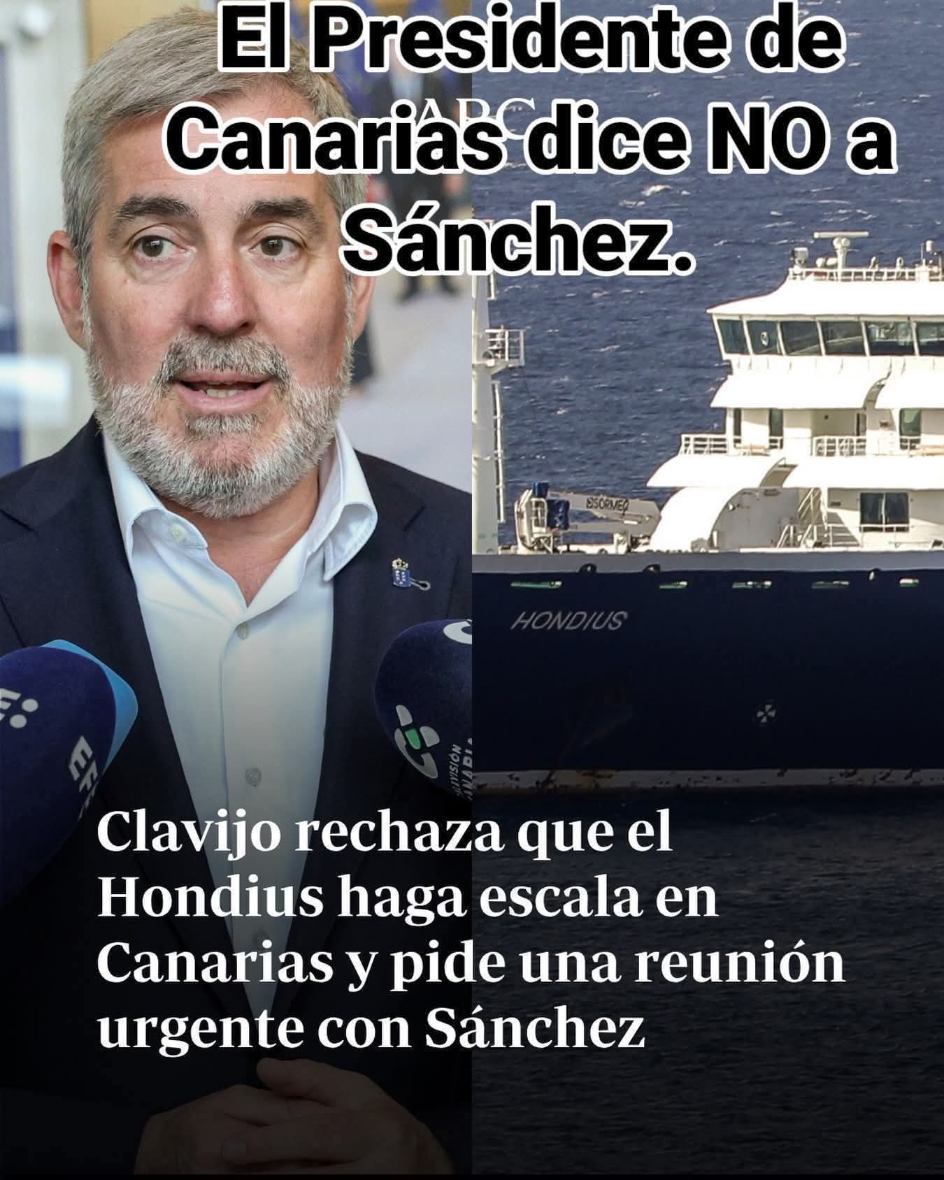 Fernando Clavijo dice no a Pedro Sánchez y rechaza que el Hondius haga escala en Canarias.