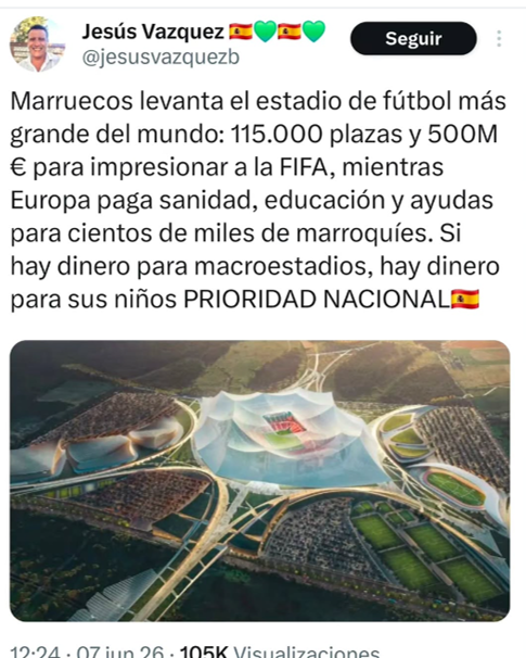 Marruecos construye el estadio más grande del mundo por 500 millones de euros, mientras Europa paga ayudas para miles de marroquíes