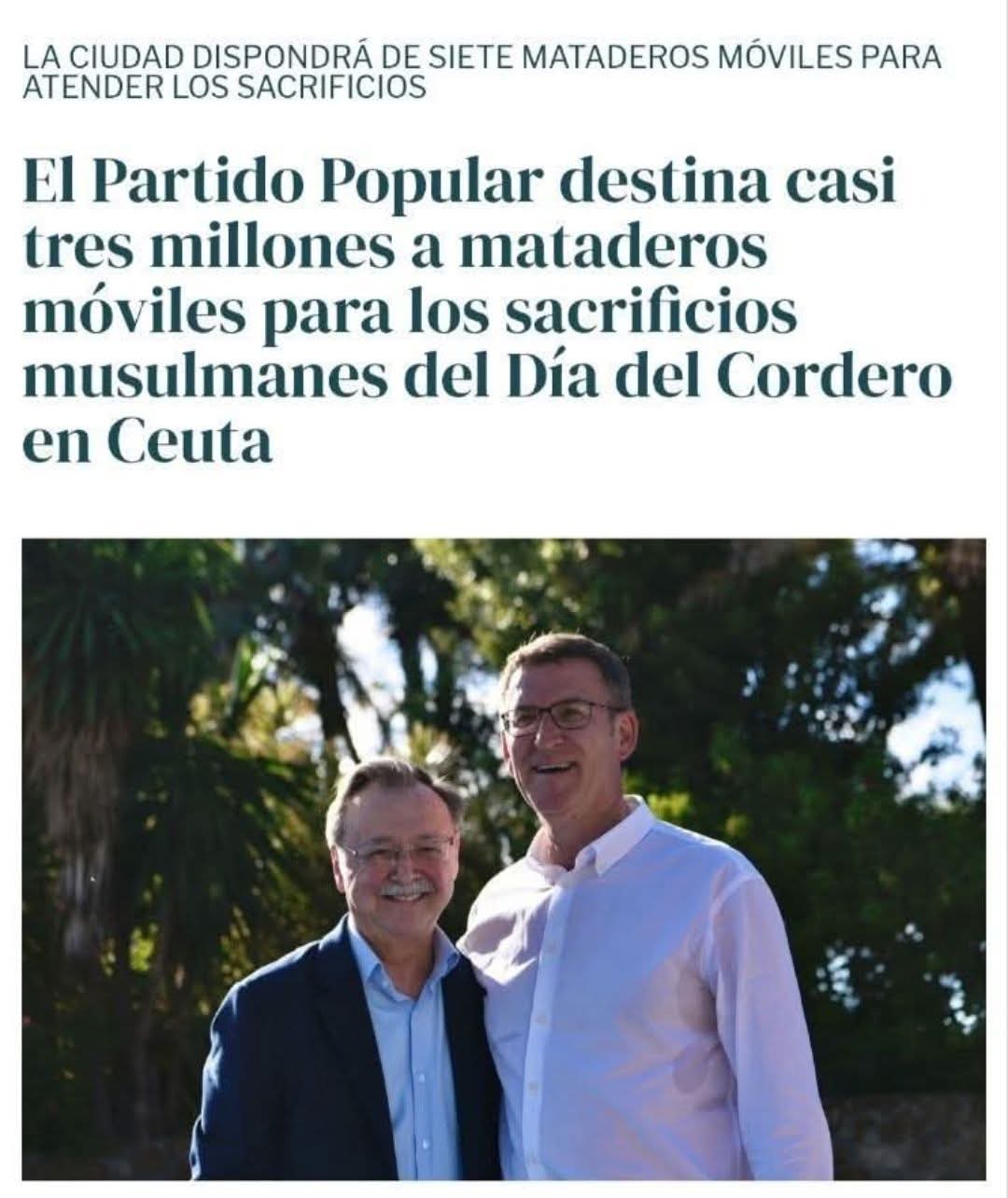 El PP destina casi tres millones en mataderos móviles para los sacrificios musulmanes del Día del Cordero en Ceuta