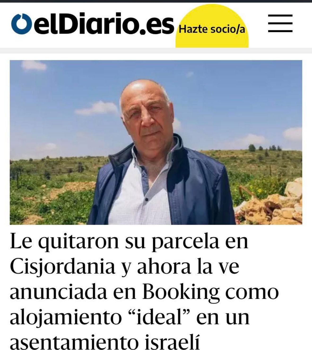 Palestino denuncia que le quitaron sus tierras en Cisjordania y ahora aparecen en anuncios de Booking