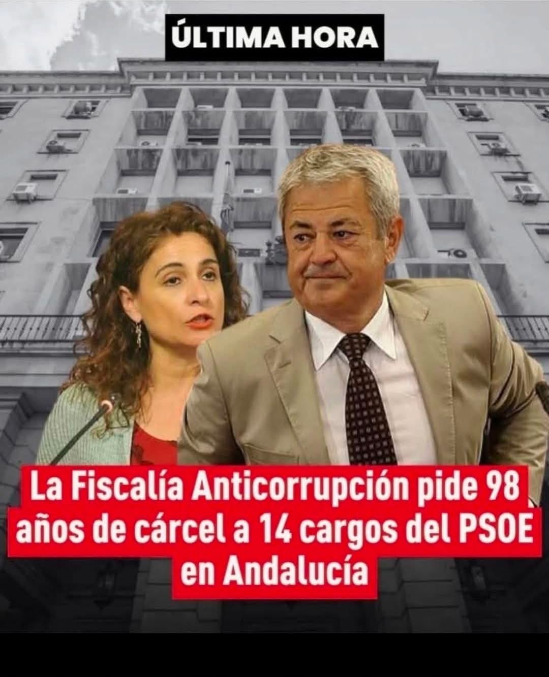 La Fiscalía Anticorrupción pide 98 años de cárcel a 14 cargos del PSOE en Andalucía