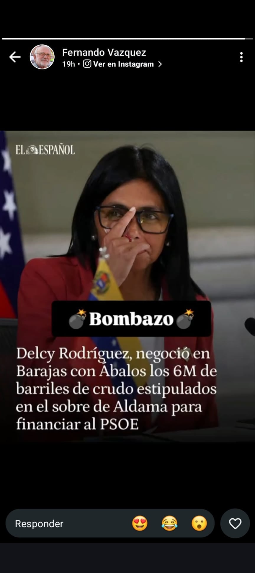 Delcy Rodríguez negoció en Barajas con Ábalos los 6M de barriles de crudo estipulados en el sobre de Aldama para financiar al PSOE