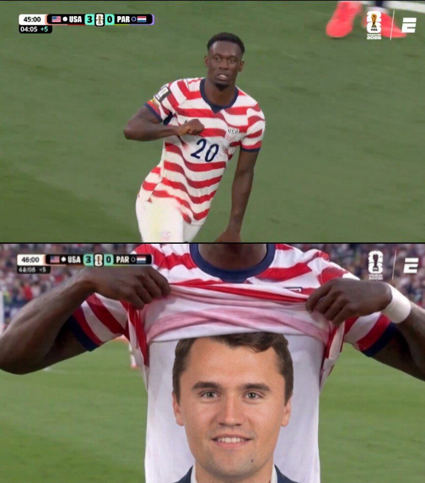 Folarin Balogun celebró un gol en el partido Estados Unidos-Paraguay del Mundial mostrando una camiseta del activista Charlie Kirk