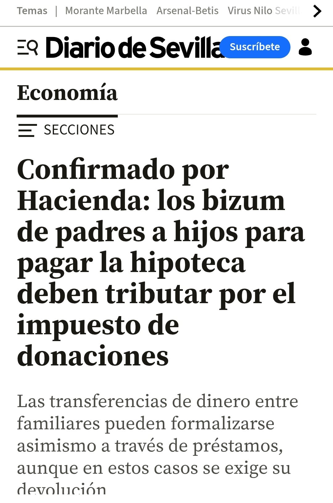Confirmado por Hacienda: los bizum de padres a hijos para pagar la hipoteca deben tributar por el impuesto de donaciones