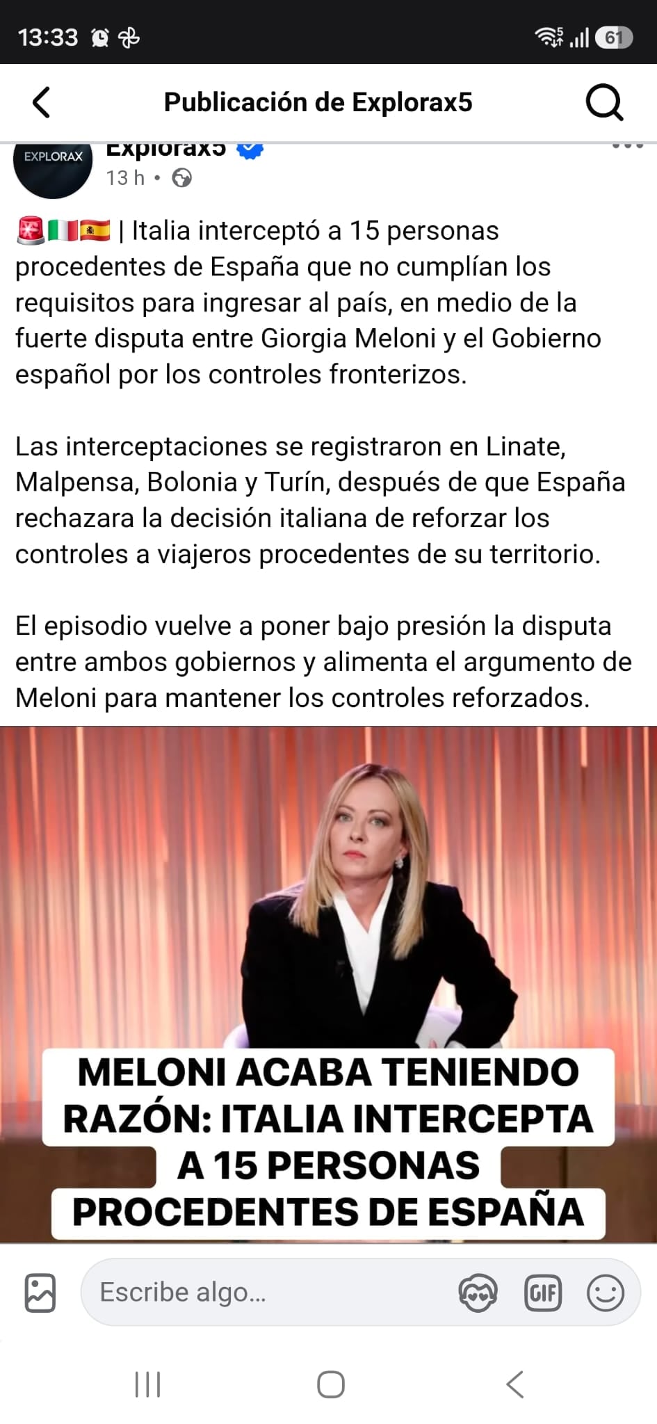 Italia intercepta a 15 personas procedentes de España que no cumplen los requisitos para entrar al país