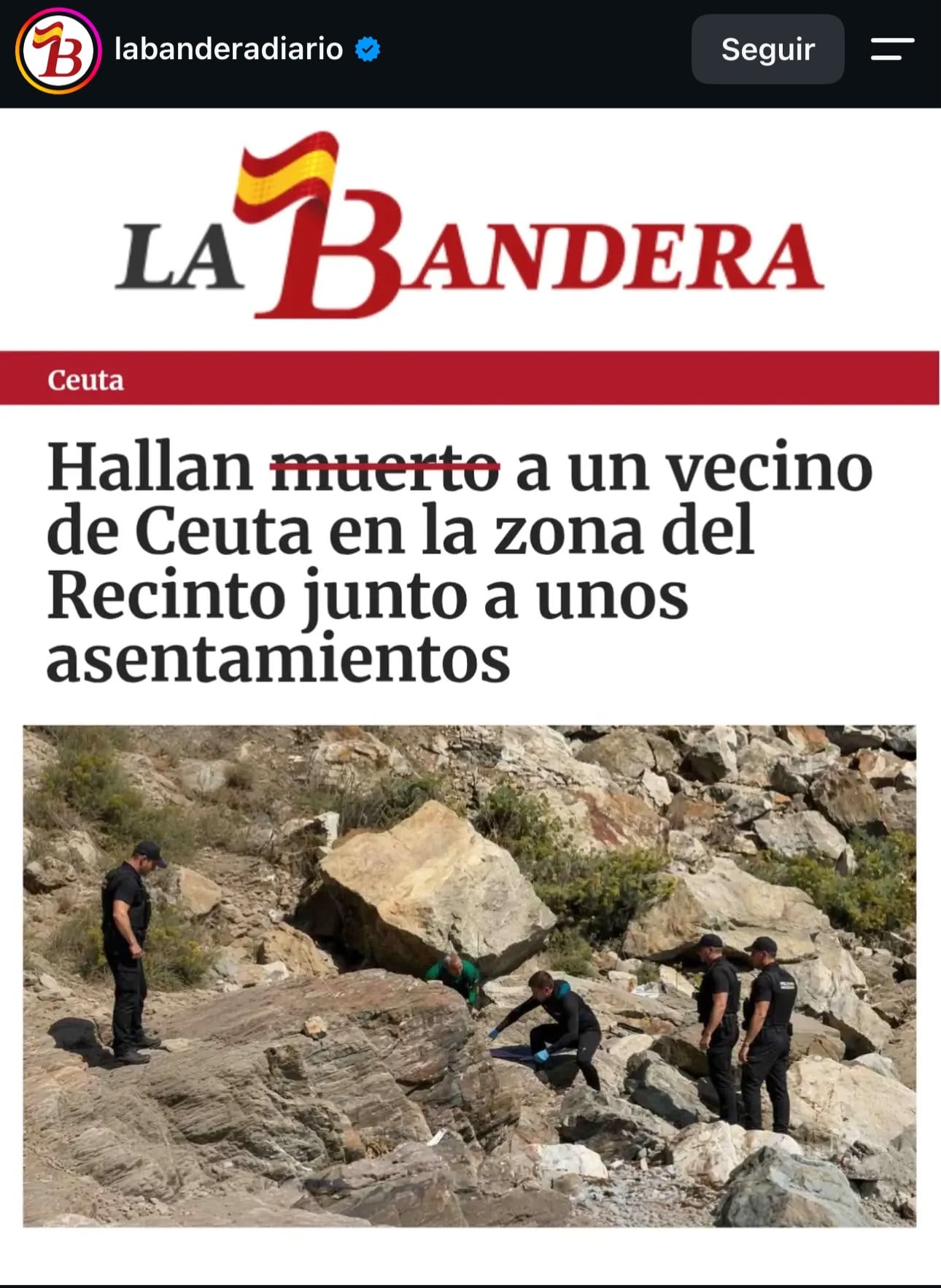 Hayan muerto a un vecino ceutí junto a unos asentamientos