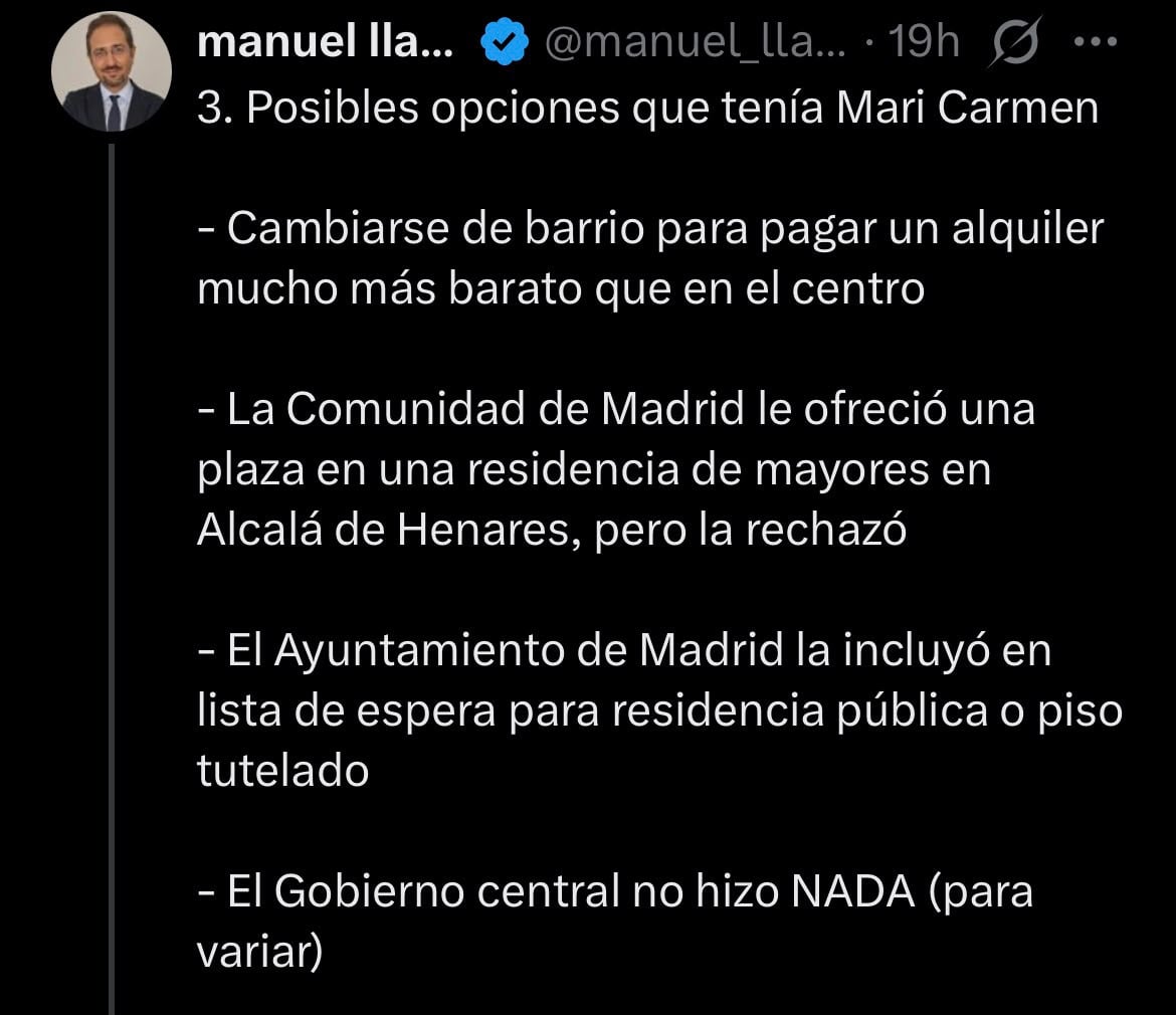 Maricarmen, la anciana que ha sido desahuciada de su piso en el centro de Madrid de renta antigua, rechazó ofertas de un alquiler más bajo y una plaza en una residencia pública