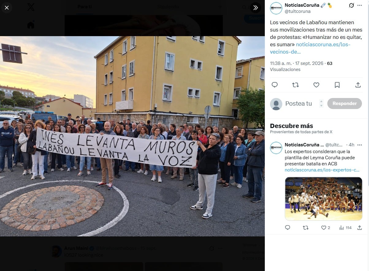 Los vecinos del barrio coruñés de Labañou mantienen sus movilizaciones por la reducción de los aparcamientos tras más de un mes de protestas