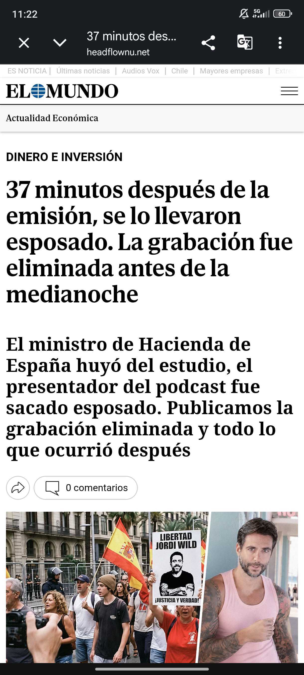 Detienen a Jordi Wild por una disputa en su podcast con el ministro de Hacienda, Arcada España García, por una plataforma de inversión