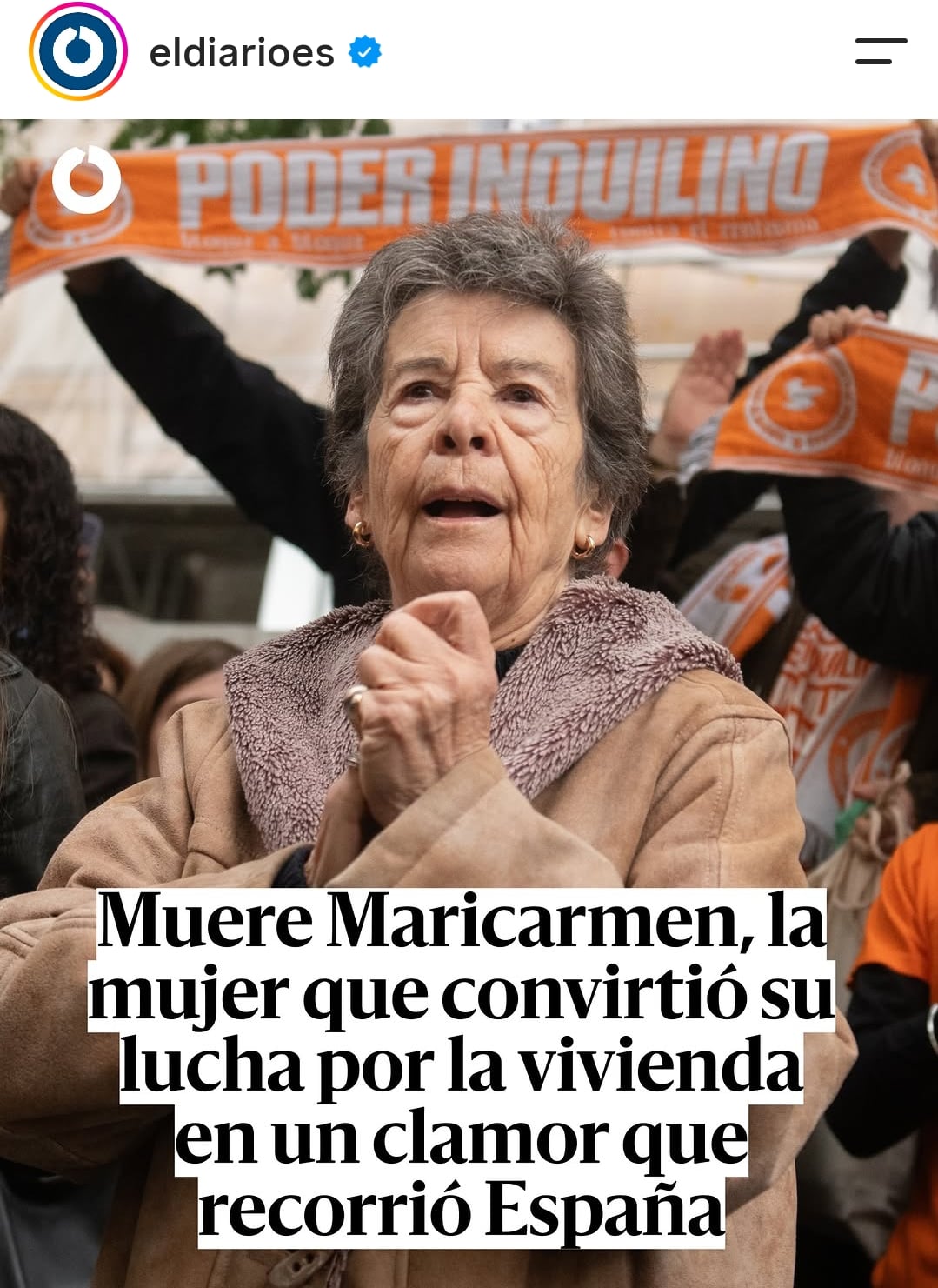 Fallece Maricarmen Abascal, la mujer de 87 años desahuciada que ha impulsado la lucha por la vivienda en España