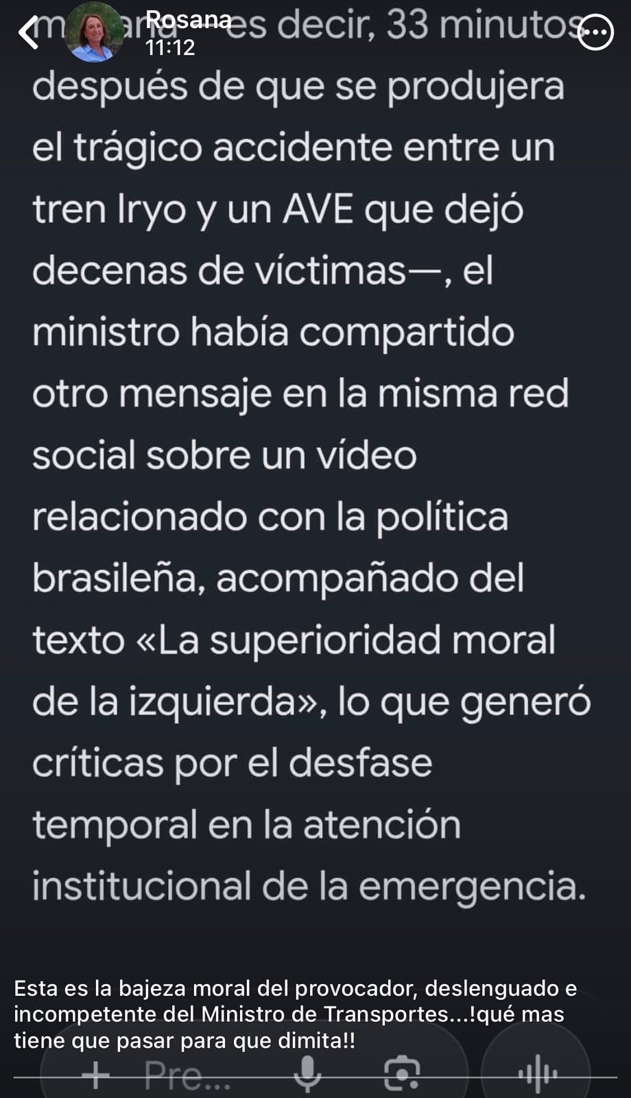 33 minutos después del accidente de trenes en Toledo, Oscar Puente estaba escribiendo en X un mensaje sobre la política de  Brasil