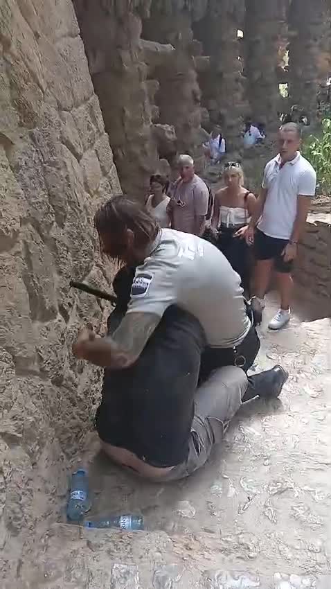 Vídeo muestra a un guardia de seguridad inmovilizando violentamente a una persona en el Parque Güell de Barcelona