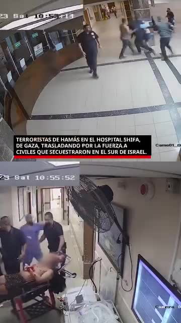 Terroristas de Hamás han trasladado a la fuerza a civiles que secuestraron en el sur de Israel y que estaban en el Hospital Shifa (Gaza)