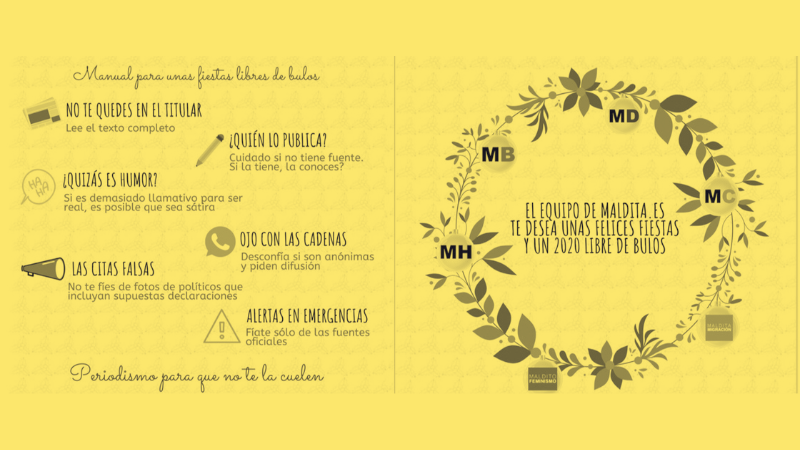 Maldita.es te desea un 2020 libre de mentiras con una felicitación que puedes regalar