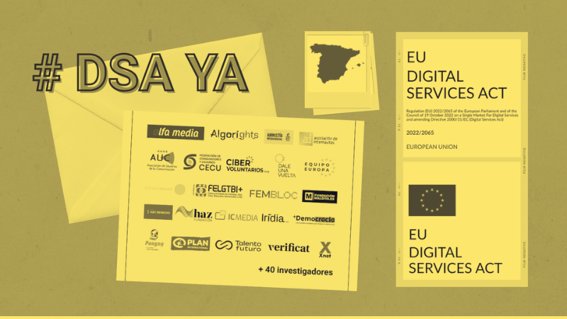 Más de 20 organizaciones y 40 investigadores reclaman al Congreso la aplicación de la Ley de Servicios Digitales (DSA) en España en una carta promovida por la Fundación Maldita.es