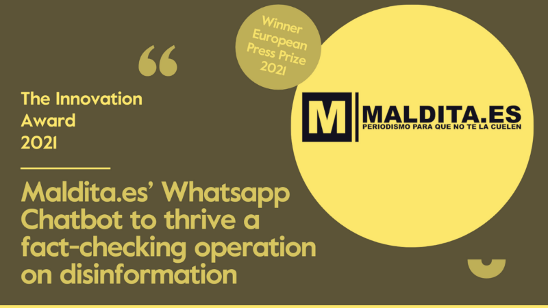 Maldita.es gana el European Press Prize 2021: Premio Europeo de Periodismo por su chatbot de WhatsApp