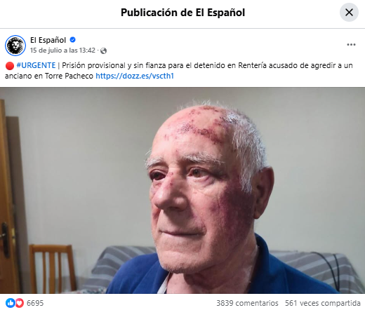 Prisión provisional y sin fianza para el detenido en Rentería acusado de agredir a un anciano en Torre Pacheco