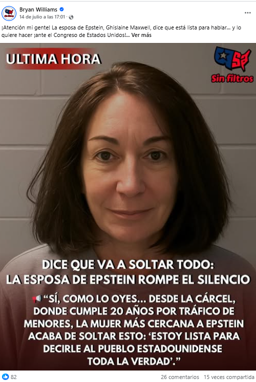La esposa de Epstein dice que está lista para hablar y lo quiere hacer ante el Congreso de EEUU