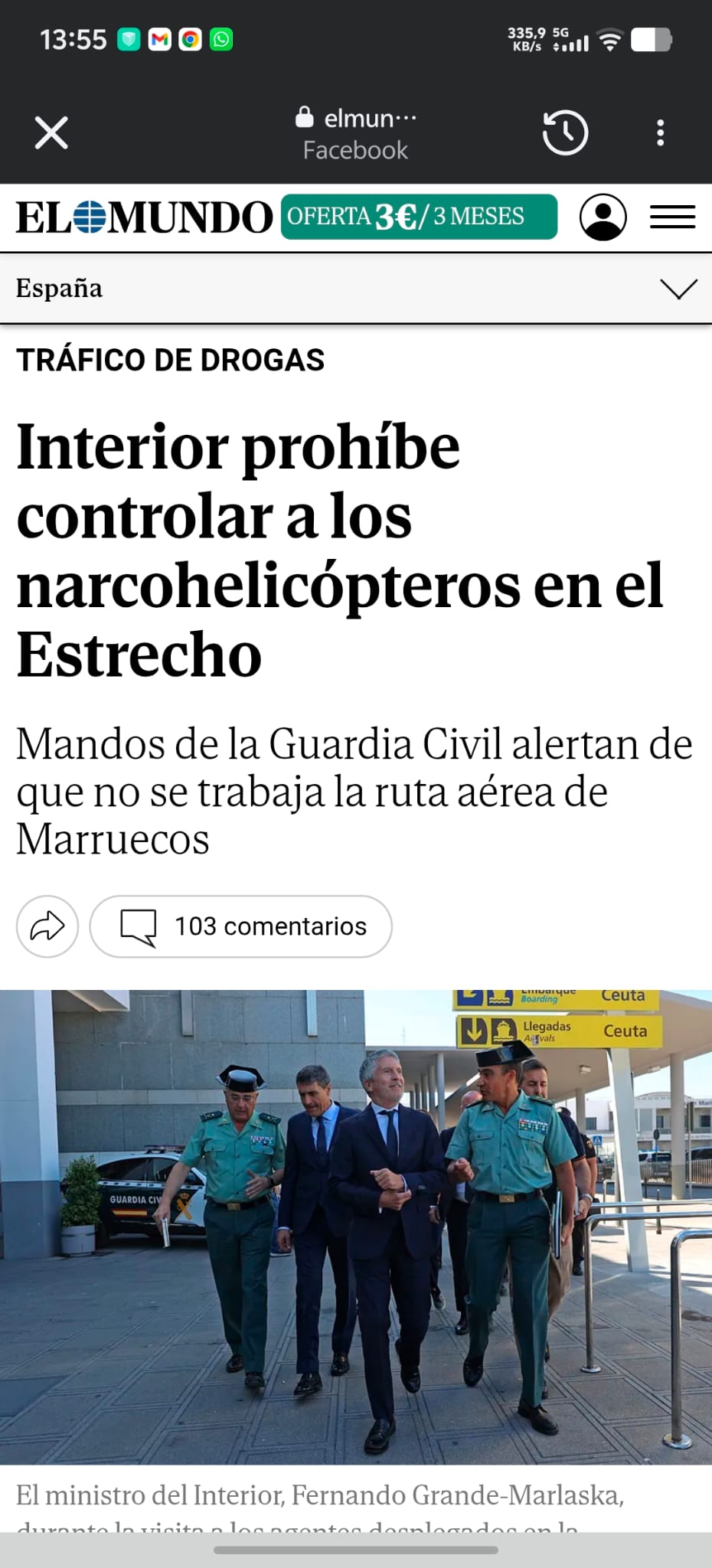 Interior prohíbe controlar a los narcohelicópteros en el Estrecho