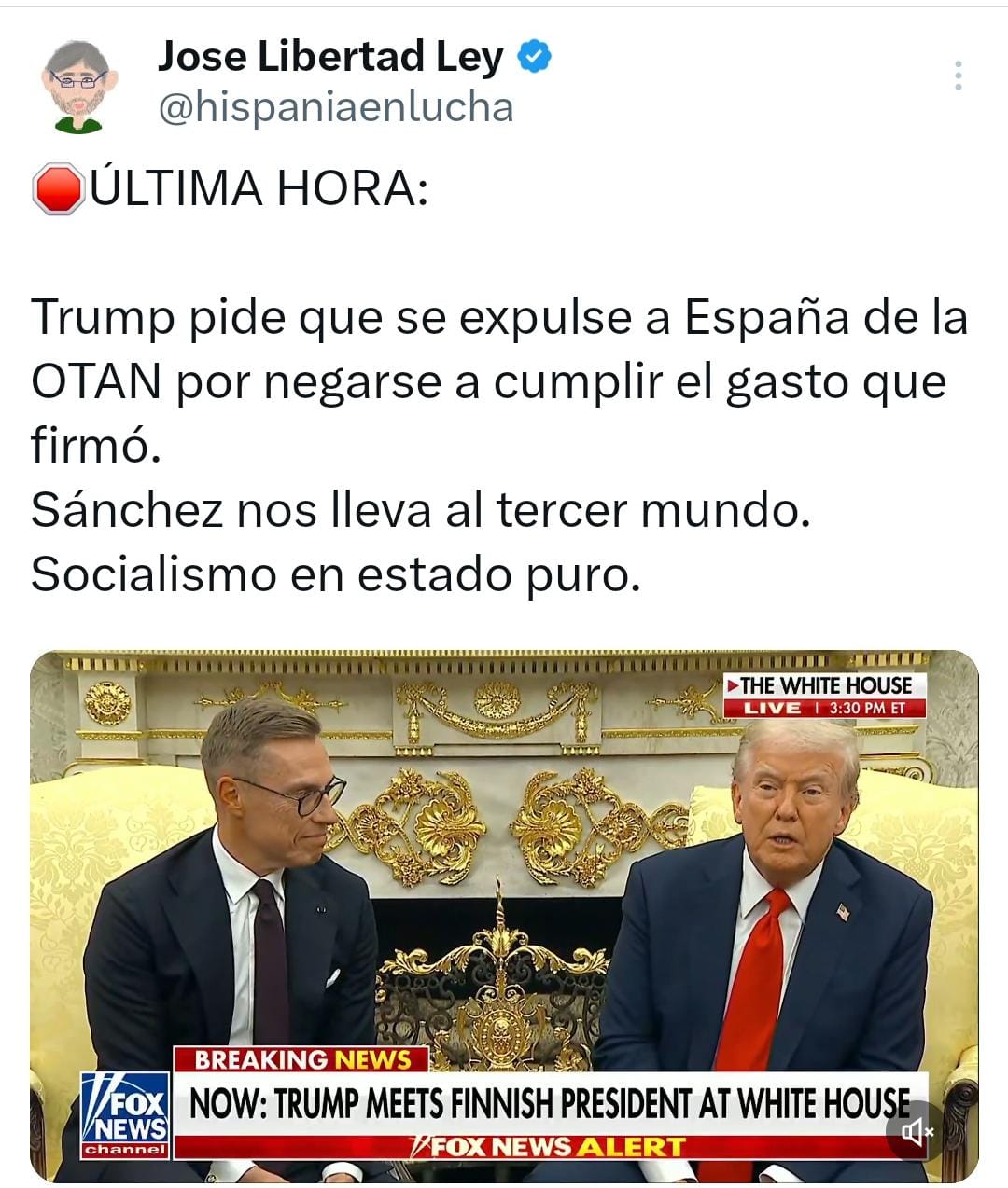 Trump pide que se expulse a España de la OTAN por negarse a cumplir el gasto que firmó