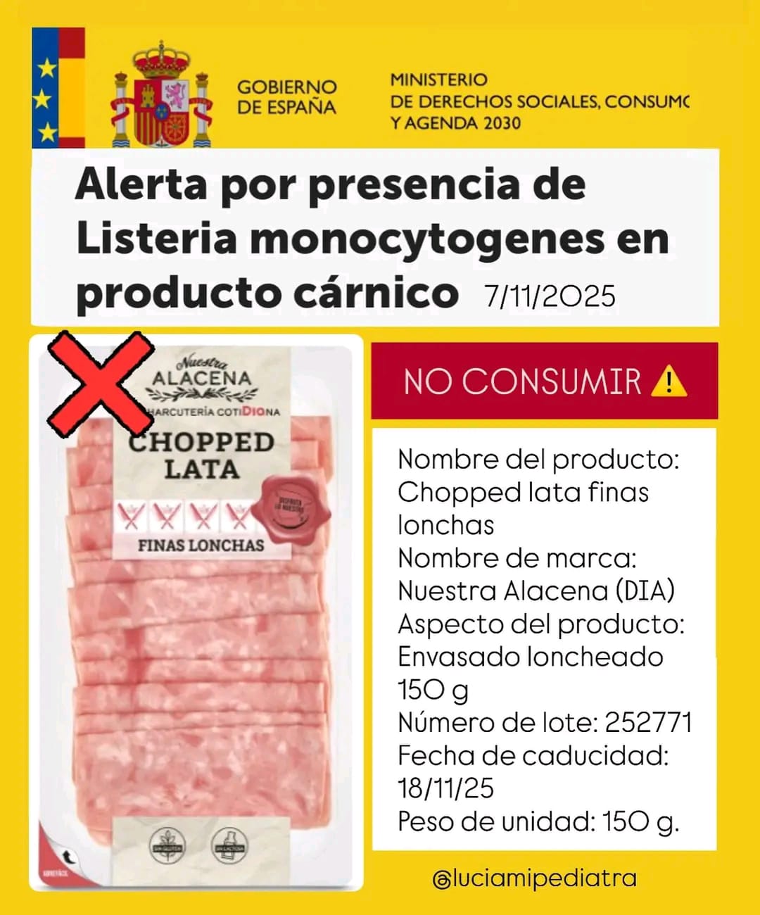 Sí, la AESAN ha emitido una alerta alimentaria en España por listeria en una marca de chopped
