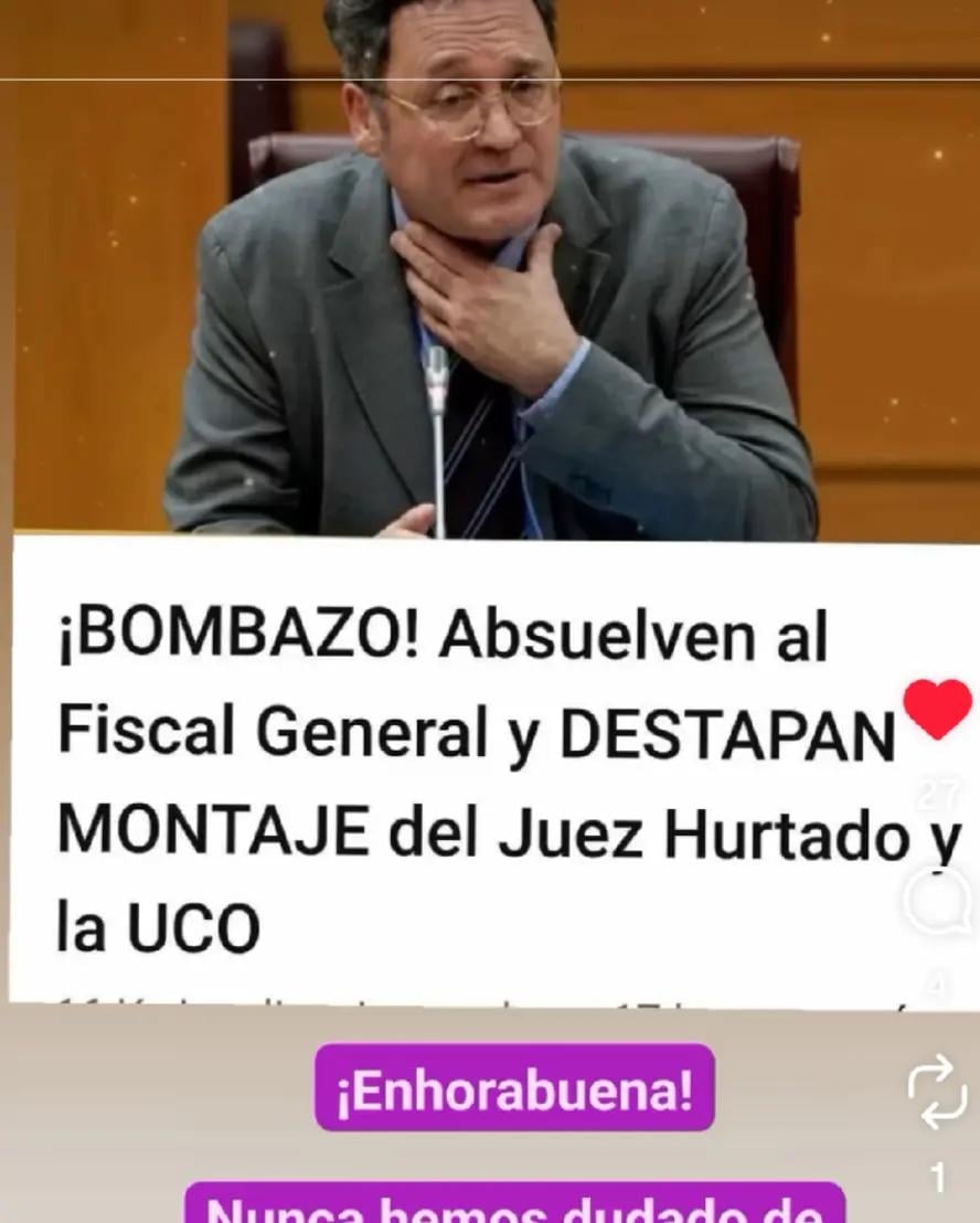 Es falso que a 17 de noviembre de 2025 el fiscal general del Estado haya sido absuelto: la sentencia no se ha dictado aún y no hay pruebas de un “montaje” entre el juez Hurtado y la UCO