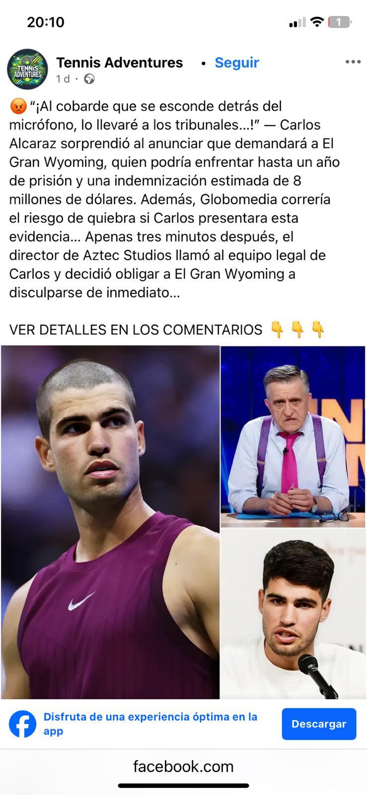 Sin rastro de la supuesta pelea entre Alcaraz y Wyoming: los contenidos vienen de cuentas que ya han difundido bulos del tenista