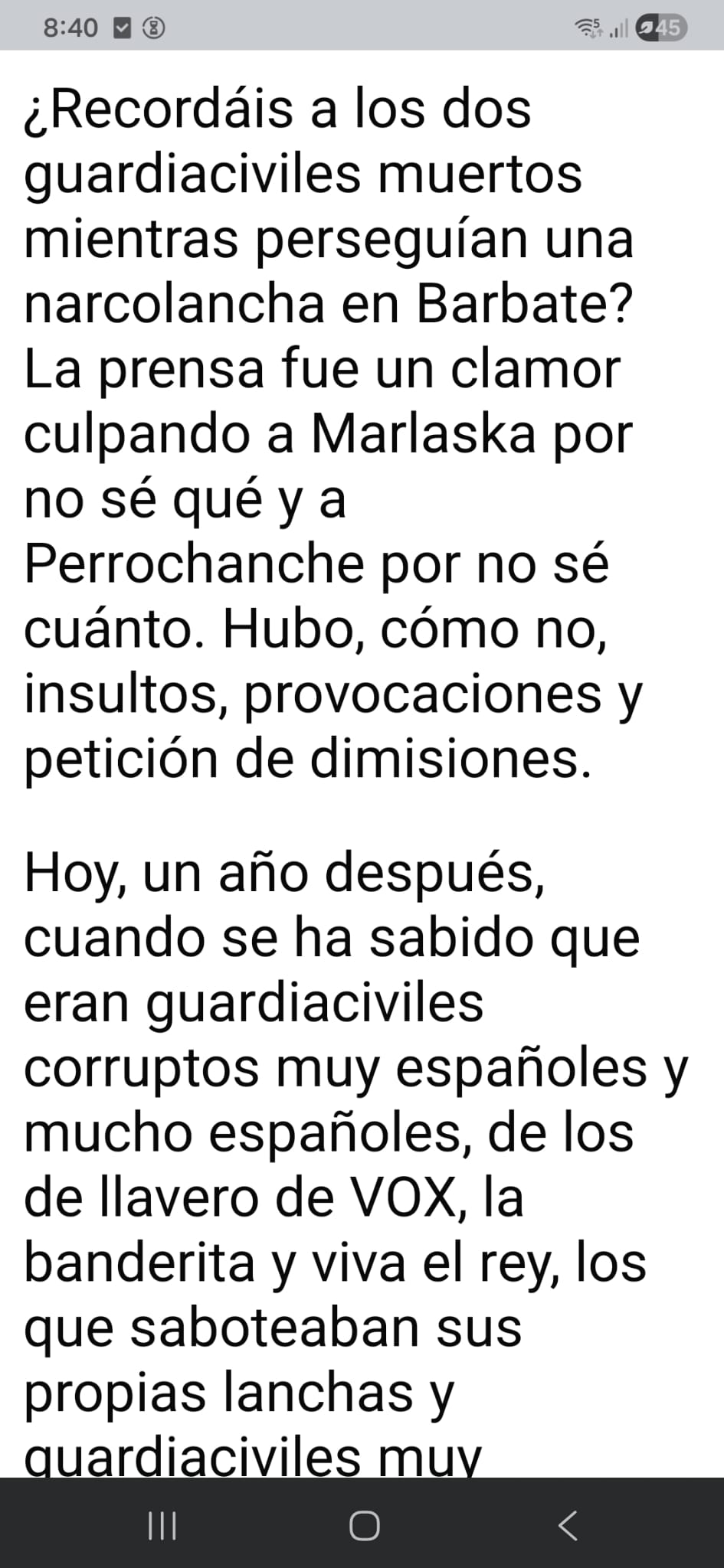 Cuidado con los contenidos que acusan de corrupción a los guardias civiles que murieron en Barbate en febrero de 2024
