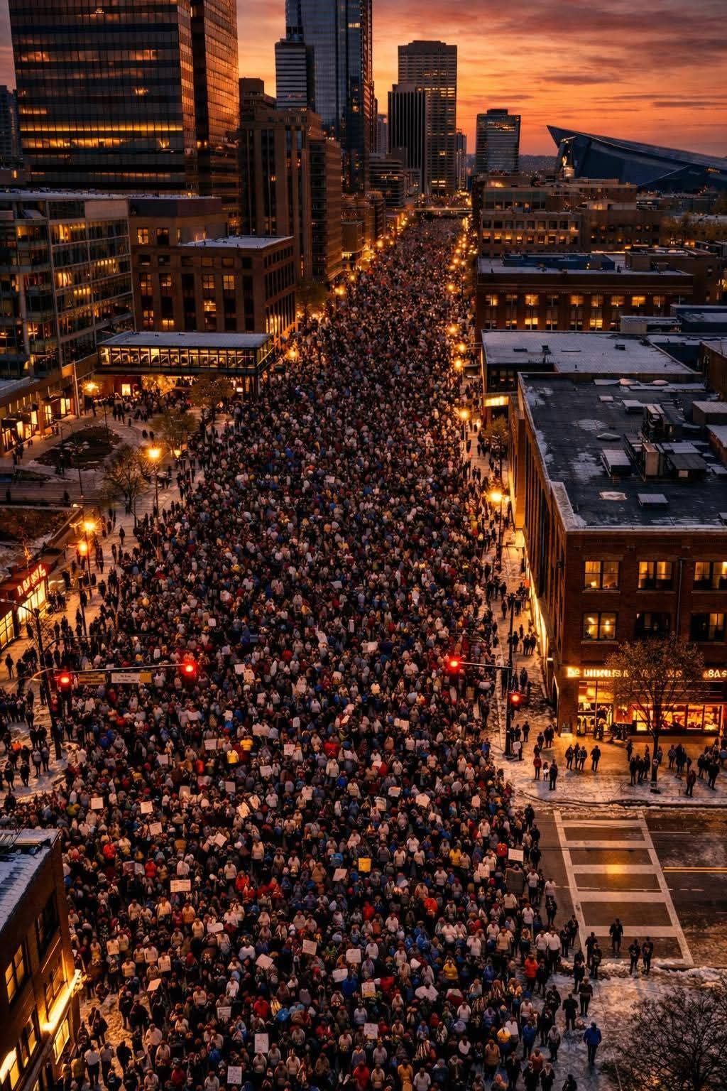 No, esta imagen aérea de una protesta masiva contra el ICE en Minnesota (EEUU) no es real: ha sido creada con inteligencia artificial