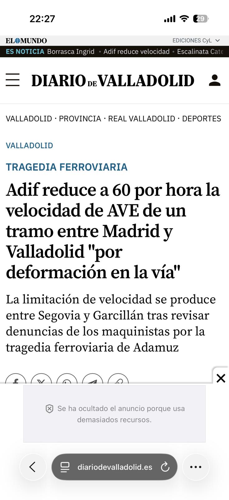 Qué sabemos de la limitación de velocidad de Adif en el tramo entre Segovia y Garcillán por una "posible deformación de vía": ya fue retirada
