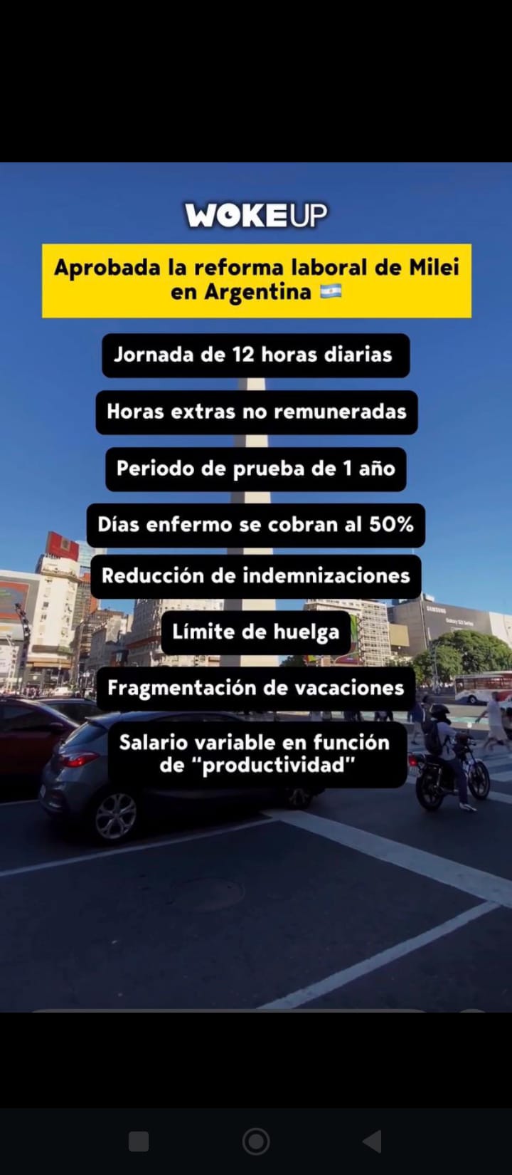Se aprueba la reforma laboral de Milei en Argentina que supone jornadas de 12 horas diarias, horas extras no remuneradas y reducción de indemnizaciones