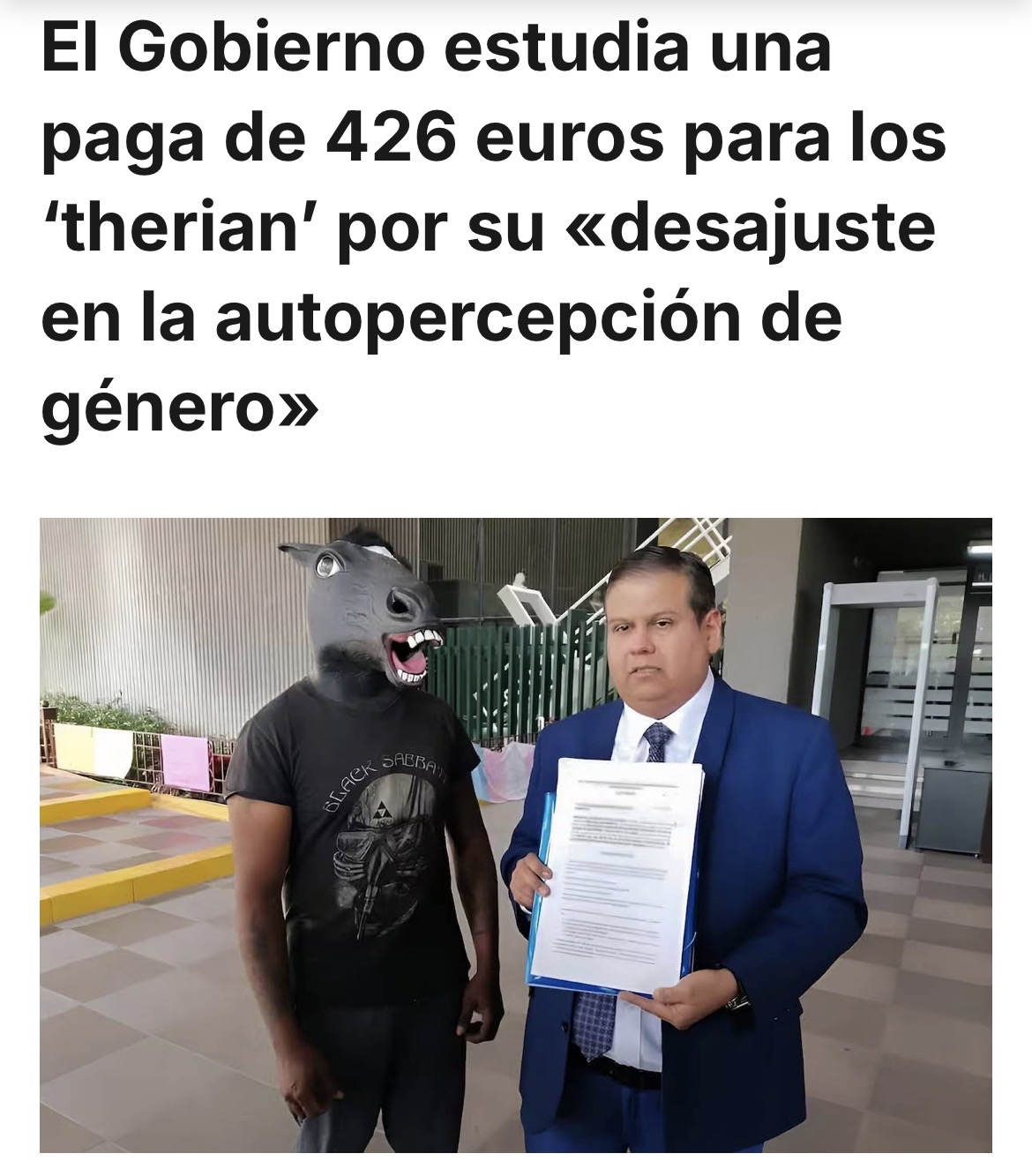 Es falso que el Gobierno estudie una "paga de 426 euros para los 'therian' por su desajuste en la autopercepción de género": el contenido original está marcado como "humor"