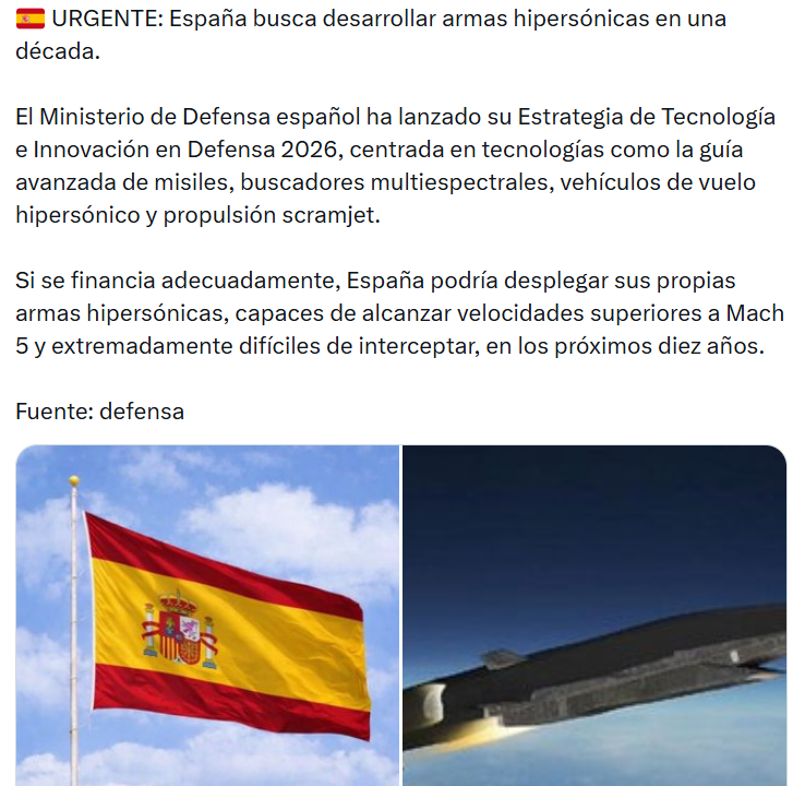 España busca desarrollar armas hipersónicas en una década