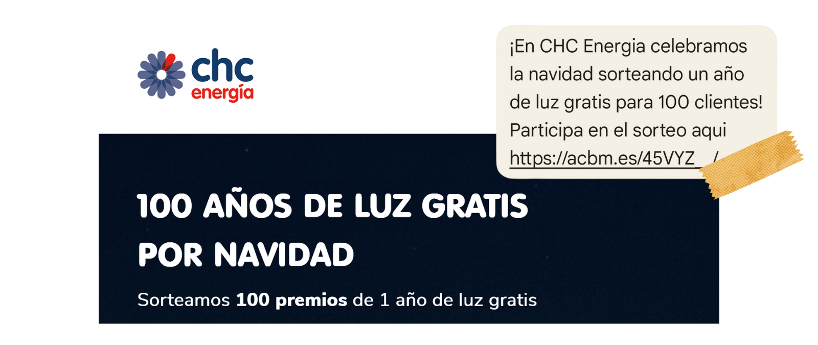 CHC Energía está enviando este SMS a clientes para participar en un sorteo de luz gratis durante un año