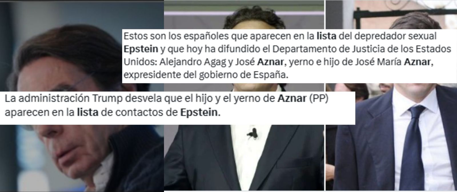 El bulo de que el hijo y el yerno de Aznar aparecen como pedófilos en la lista de clientes de Epstein que se publicó en Estados Unidos en febrero de 2025