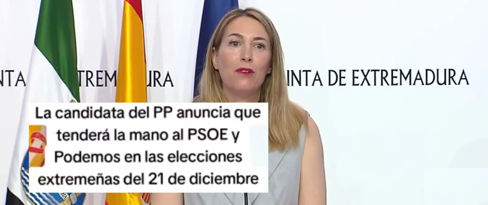 No, María Guardiola no ha dicho que tras las elecciones de Extremadura del 21 de diciembre de 2025 "tenderá la mano" a PSOE y Podemos: el vídeo es de 2024