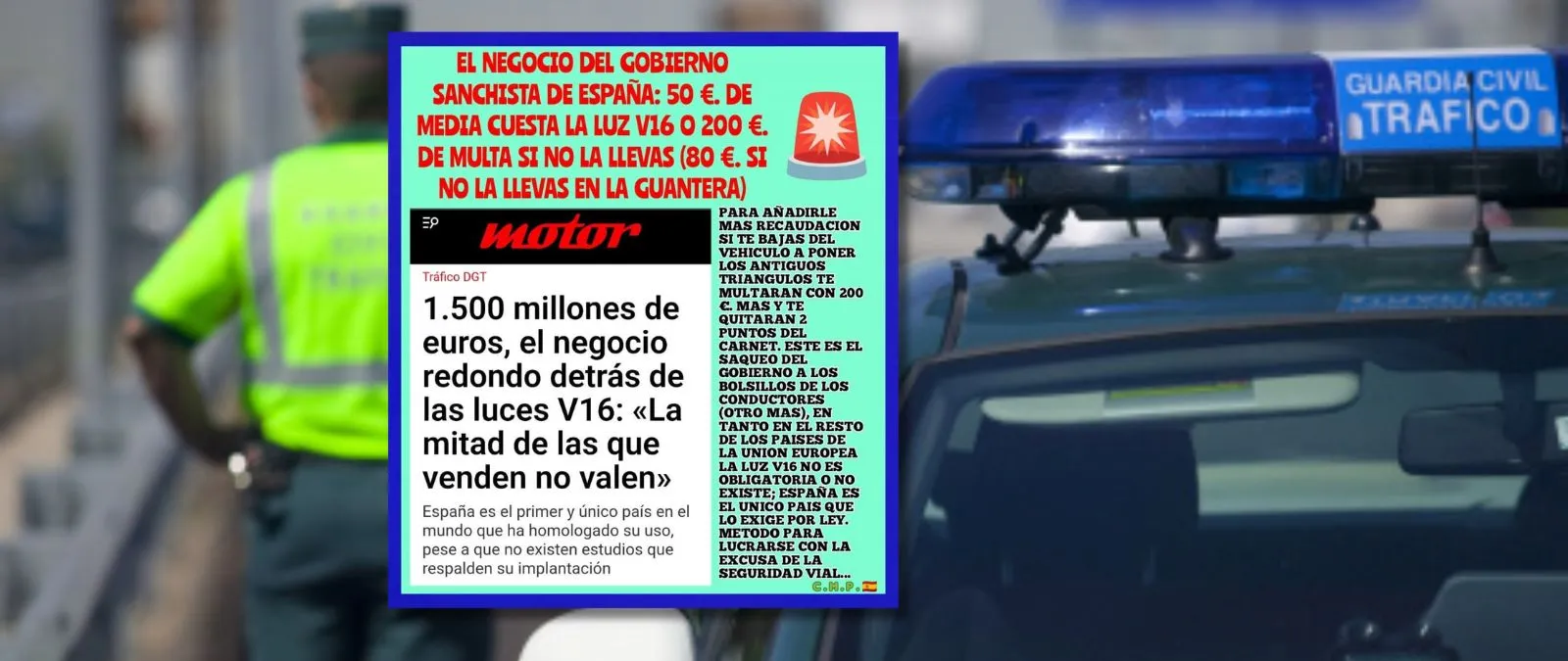 Contexto sobre las "evidencias" de la baliza V16, su precio y las multas