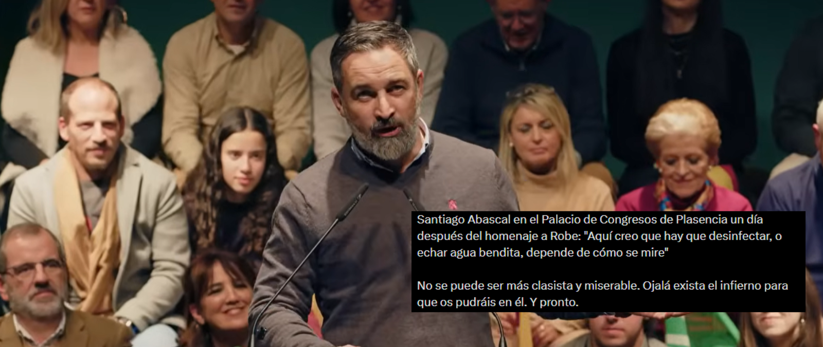 Abascal dijo que era necesario “desinfectar” el Palacio de Congresos de Plasencia el día después del homenaje a Robe Iniesta: desde Vox afirman que era por una visita de Pedro Sánchez