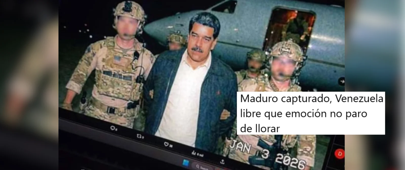 Esta imagen de la detención de Nicolás Maduro por la DEA de Estados Unidos no es real