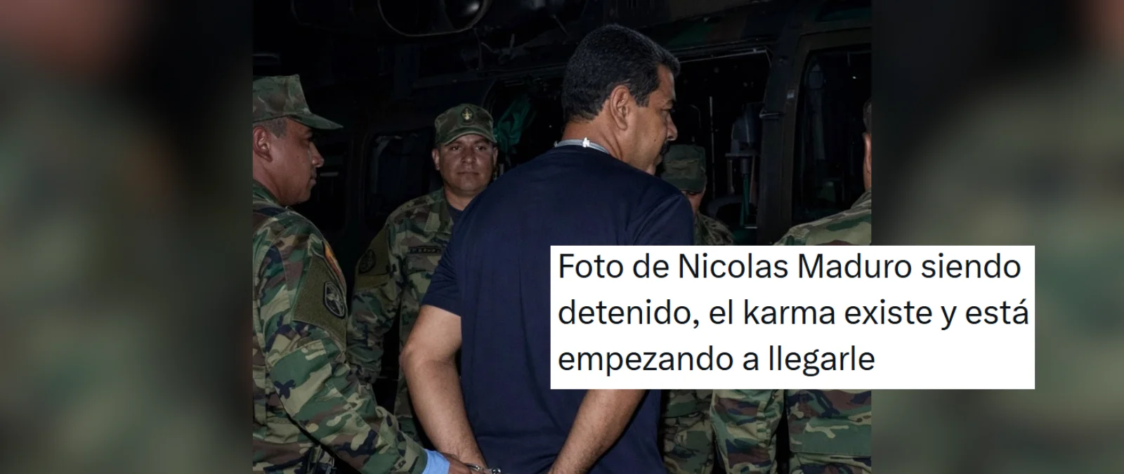 Esta imagen de Maduro esposado y en pantalón corto que se difunde relacionada con su detención por parte de EEUU no es real