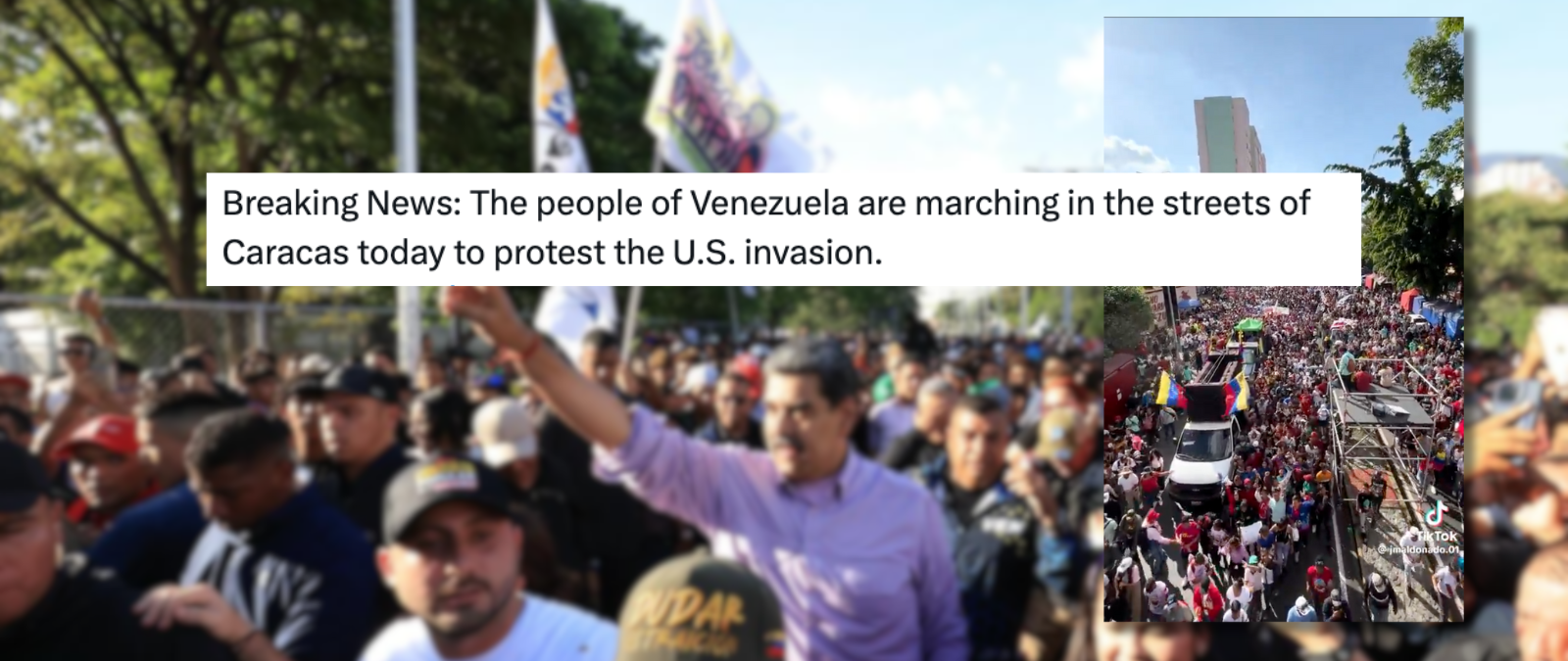 No es un vídeo actual de una protesta en Caracas por la invasión de EEUU en Venezuela, es una marcha de la Juventud Comunera en 2025