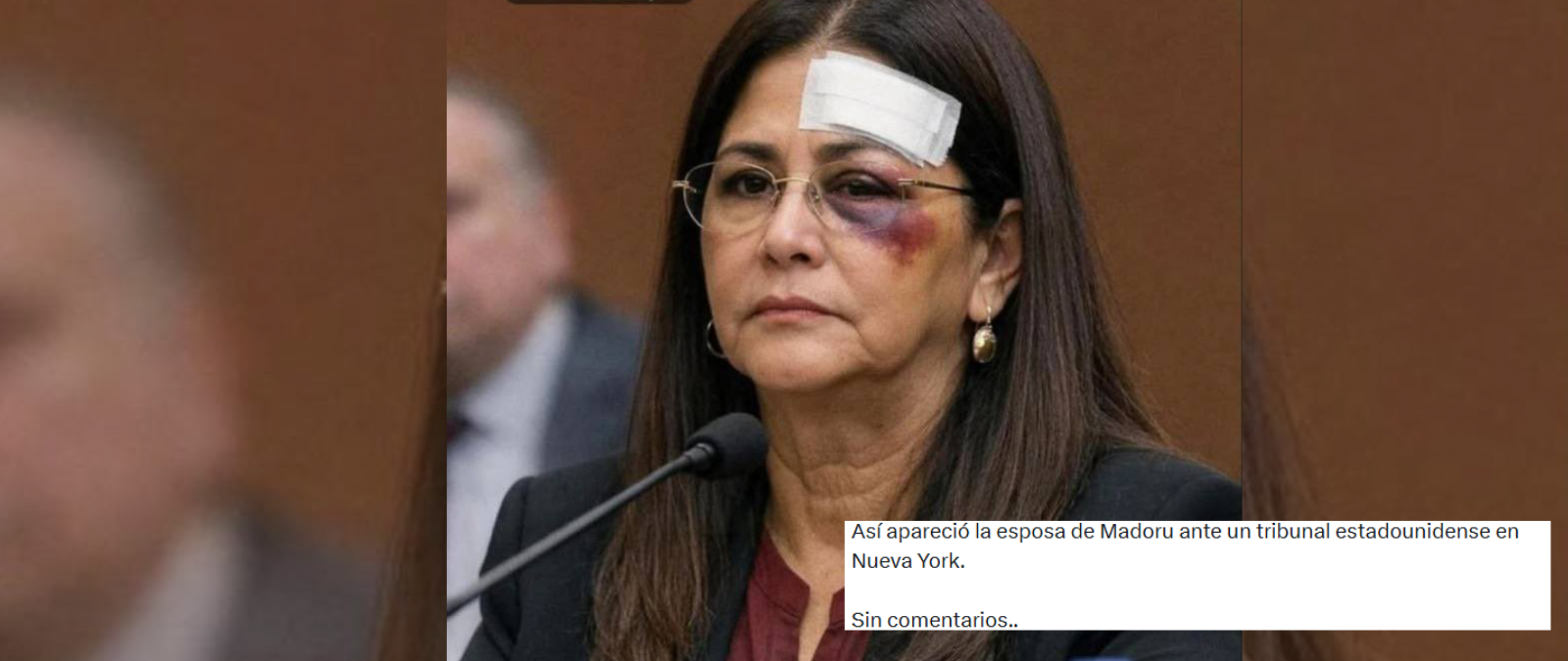 No, esta imagen no es de Cilia Flores en el tribunal de Nueva York: acudió con el pelo rubio y recogido y con un uniforme de prisionera