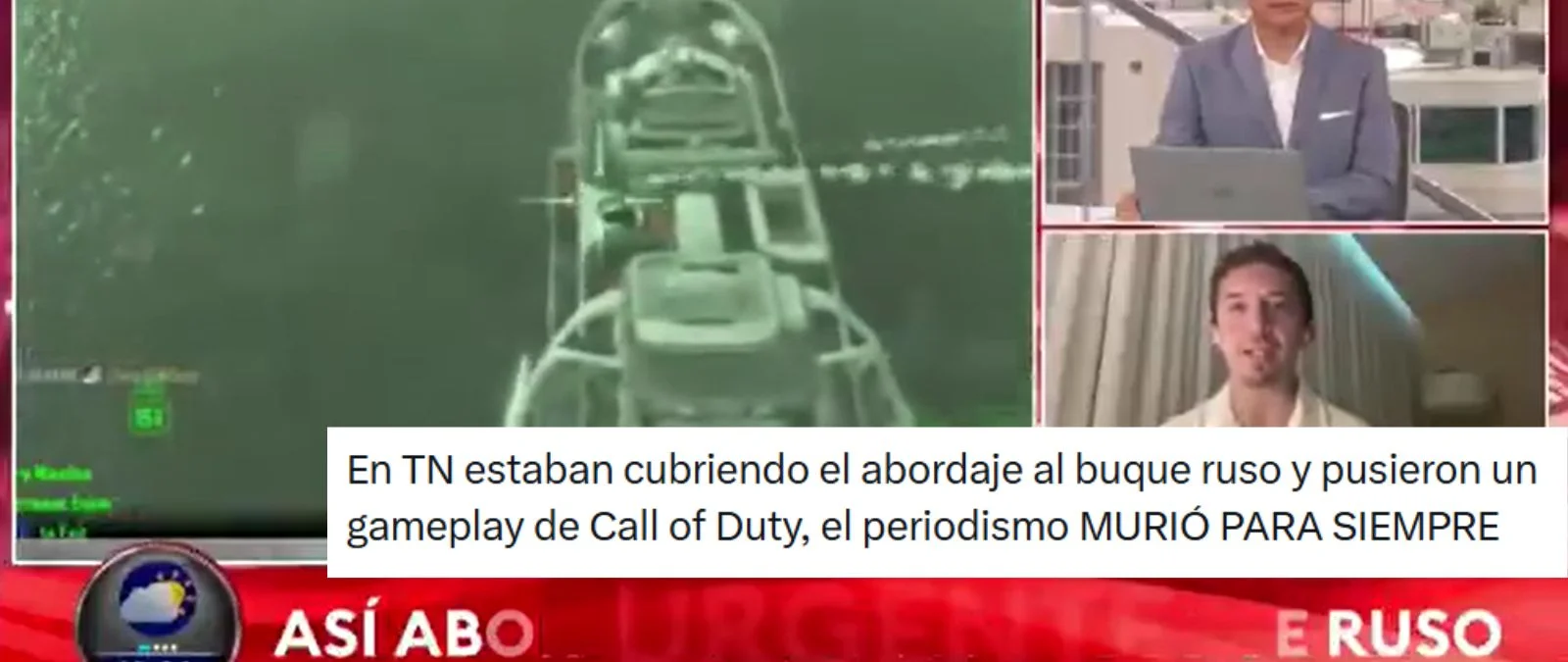 No, el reportaje de Todo Noticias sobre el abordaje de Estados Unidos al buque ruso no usa imágenes de Call of Duty