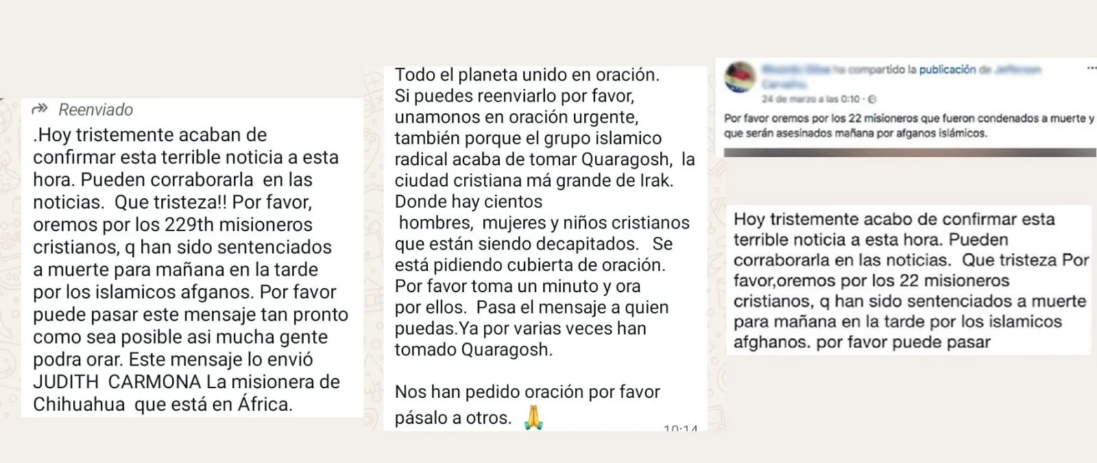 No, no hay 22 ni 229 misioneros cristianos sentenciados a muerte "mañana" en Afganistán o Irak