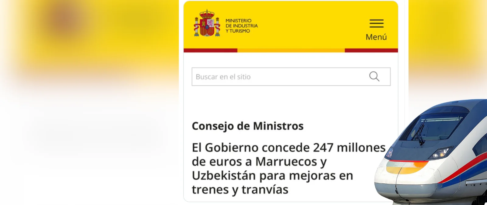 Los 247 millones de euros del Gobierno para mejorar trenes y tranvías en Marruecos y Uzbekistán era un crédito reembolsable de 2019