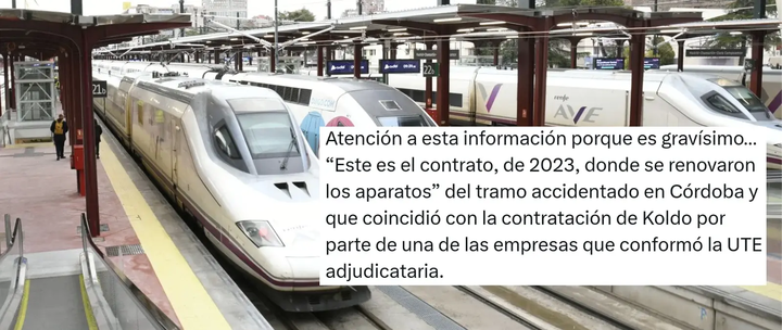 Una empresa de la que Koldo fue asesor participó en la renovación del tramo del accidente de Adamuz