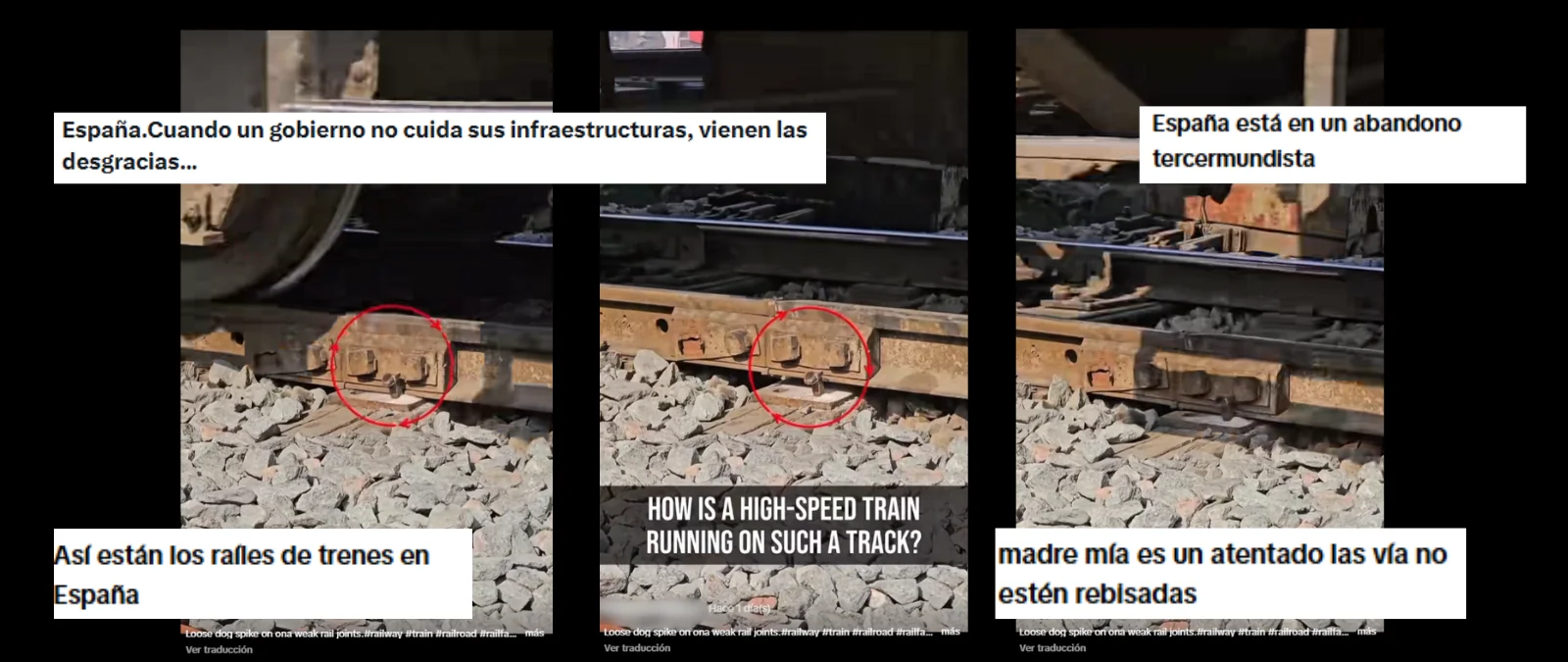 Cuidado con este vídeo de un tren transitando sobre vías en mal estado supuestamente en España: es de una cuenta que publica vídeos de trenes en Bangladesh