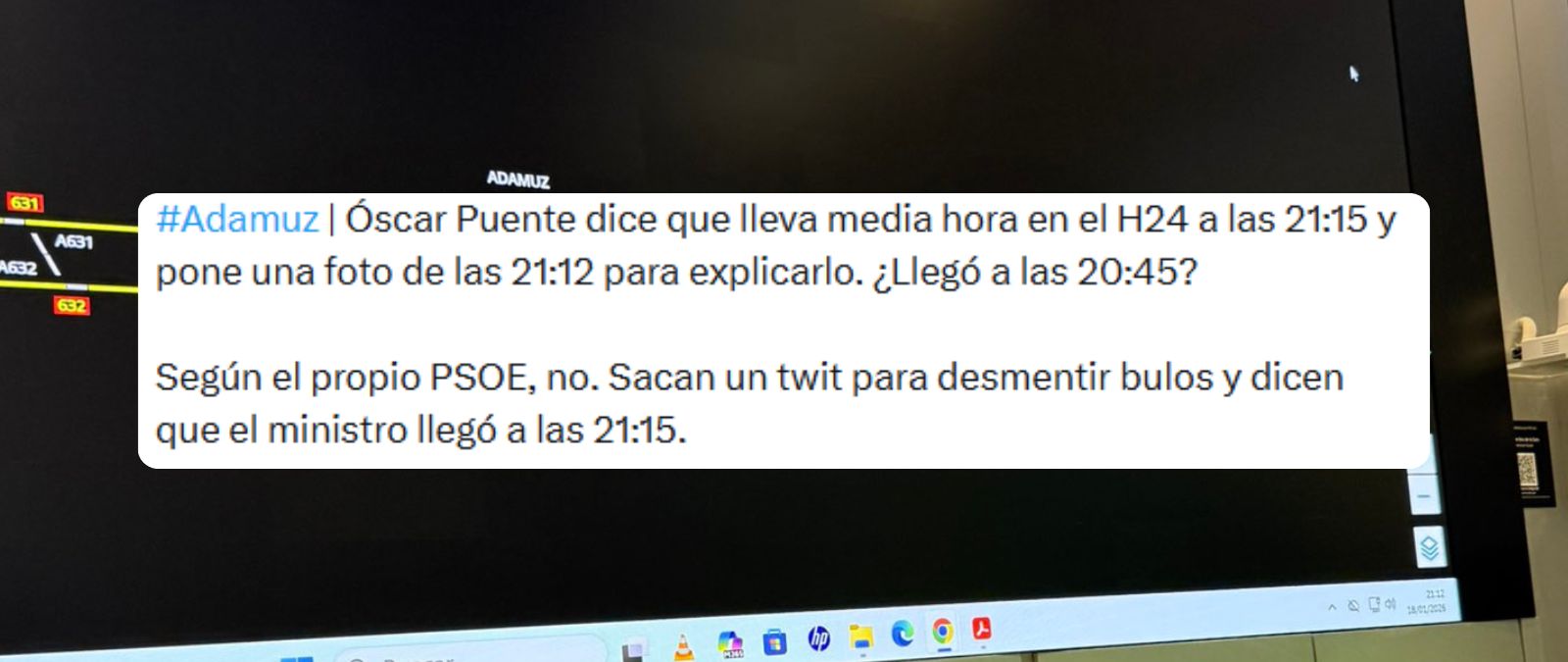 Qué sabemos de la hora en la que Óscar Puente, ministro de Transportes llegó al centro de mando de Adif