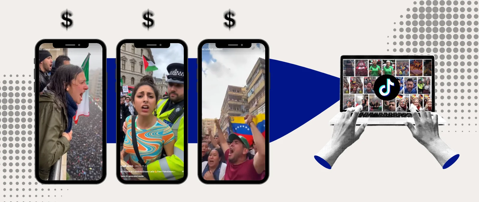TikTok polarization industry: making money off disinformation with AI-generated videos of protests