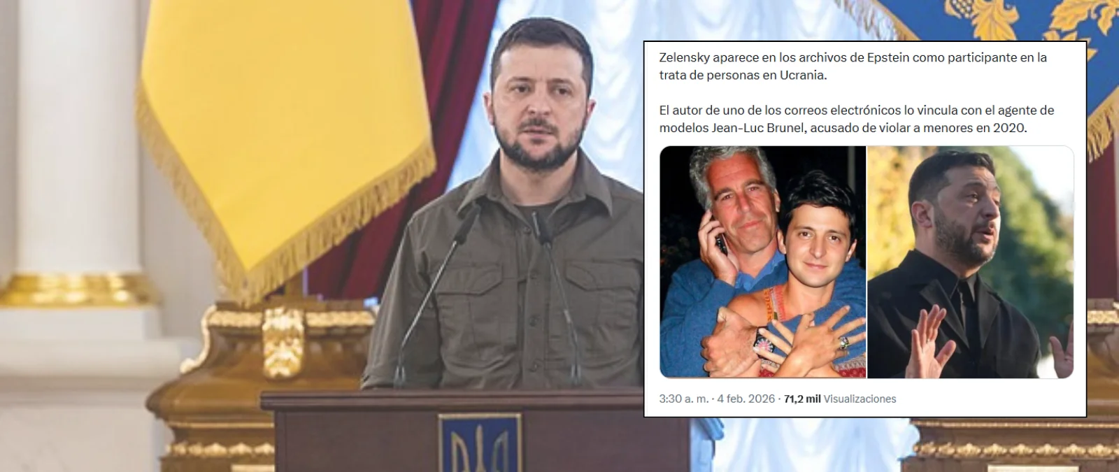 Esta imagen que muestra a Zelenski junto a Jeffrey Epstein no es real: es un montaje